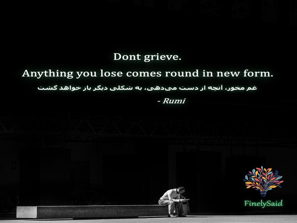 Image for : Don’t grieve. Anything you lose comes round in new form.