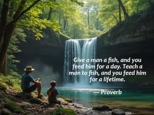 Image for : Give a man a fish, and you feed him for a day. Teach a man to fish, and you feed him for a lifetime.